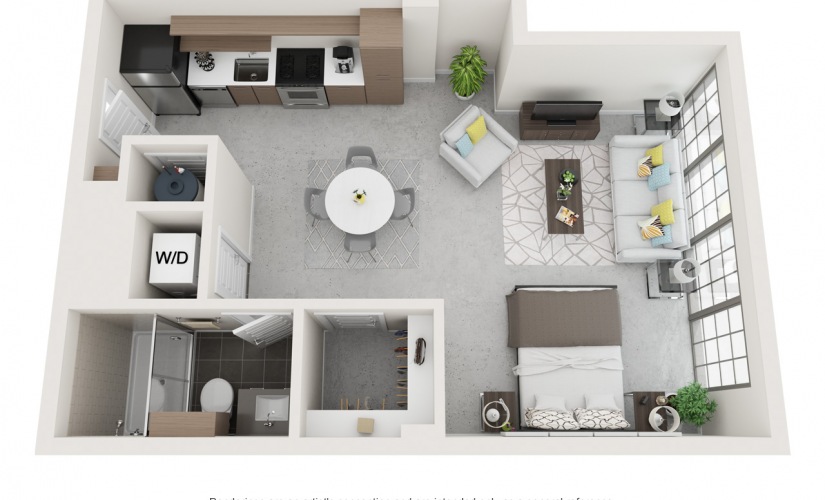 The Brookhaven - Studio floorplan layout with 1 bathroom and 560 square feet