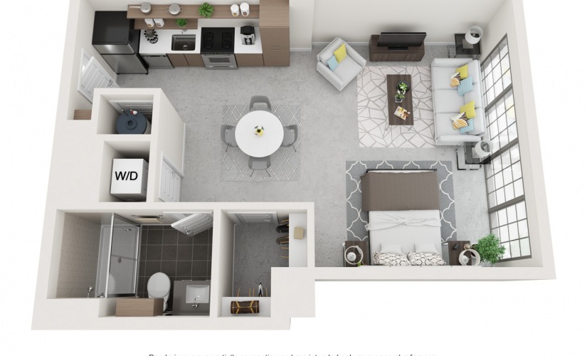 The Winn - Studio floorplan layout with 1 bathroom and 575 square feet